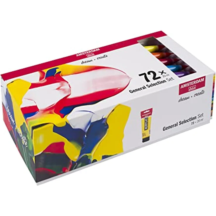 Amsterdam Standard Series Acrylfarben Set für Einsteiger, Probierset mit 73 x 20 ml Tuben in Grundfarben, mittlere Viskosität, seidenmatte Oberfläche – Bild 3