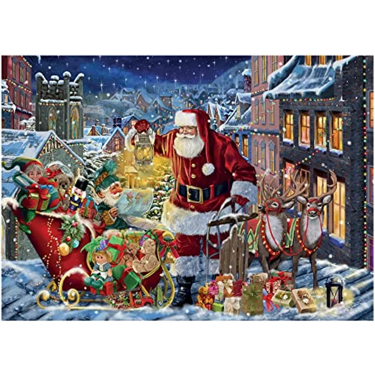 Jumbo Falcon de Luxe Heiligabend Weihnachts-Puzzle für Erwachsene, 2 x 1000 Teile, Illustrationen von Daniela Pirola, recycelter Karton, je 68 x 49 cm – Bild 2