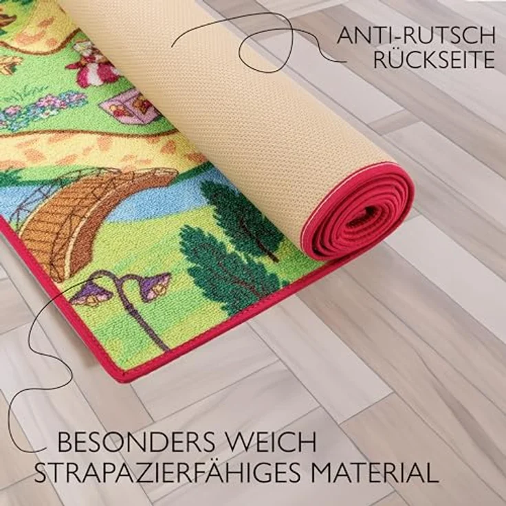 Carpet Studio Teppich Kinderzimmer Candy Town 95x200cm, Antirutschspielteppich für Baby- und Spielzimmer, 30°C waschbar, 100% Polyamid – Bild 3