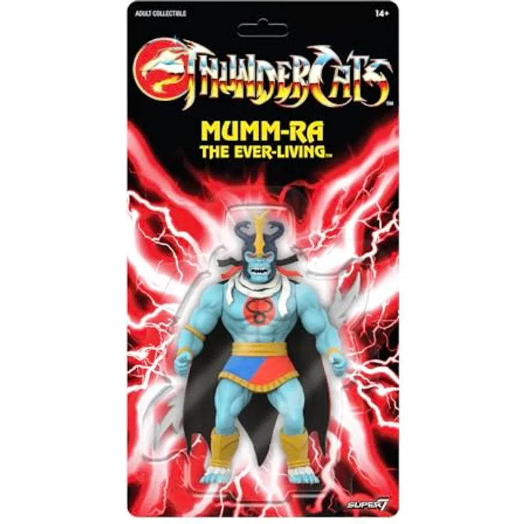 Super7 Vintage Thundercats Mumm-Ra The Ever-Living, 14 cm Actionfigur mit Zubehör und Stoffumhang, klassisches Cartoon-Sammelspielzeug