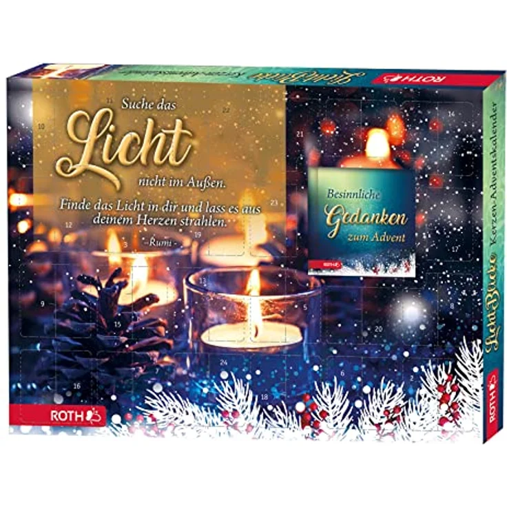 ROTH Kerzen-Adventskalender "Lichtblicke" 2023 gefüllt mit Teelichtern und Buch, Motivkerzen-Kalender für die Vorweihnachtszeit – Bild 3