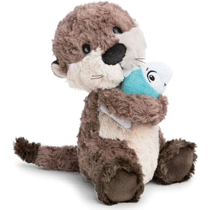 NICI Kuscheltier Otter Oda mit Fisch, 25 cm, grau-beige, schlenkernd aus NICI-Plüsch – Bild 1