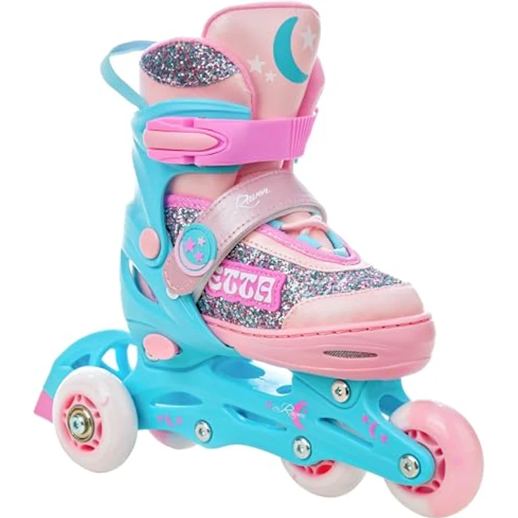 RAVEN 4in1 Inline Skates Triskates Rollschuhe Schlittschuhe Inliner für Kinder Mädchen verstellbar, Etta Blue/Pink, 30-33 (18,5cm-20,5cm) - DSAS, Double Vent System, Double-Shock-Absorbing-System – Bild 4
