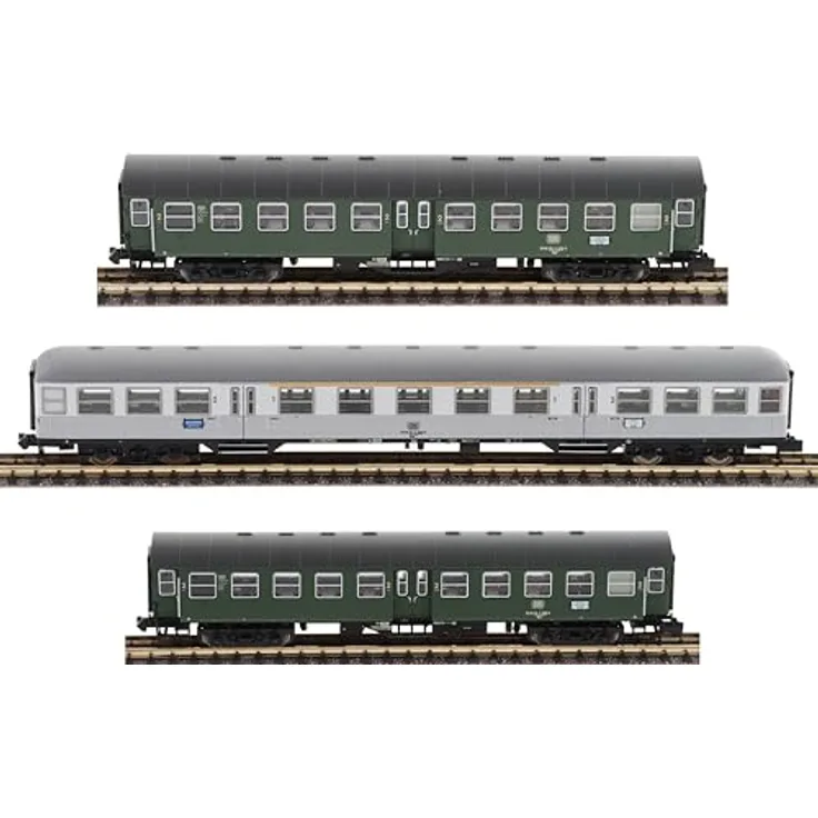MiniTrix 18295 N Personenwagen-Set 1, N2846 der DB, MHI, Modelleisenbahn-Wagen Personenzug Set, DB Umbauwagen und Eilzugwagen, 1973 Design