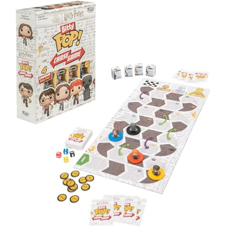 FUNKO GAMES Bitty Pop! Chase Harry Potter Brettspiel mit 4 exklusiven Minifiguren, inkl. Harry, Hermine, Ron und Voldemort, klassische Elemente, englische Version – Bild 4