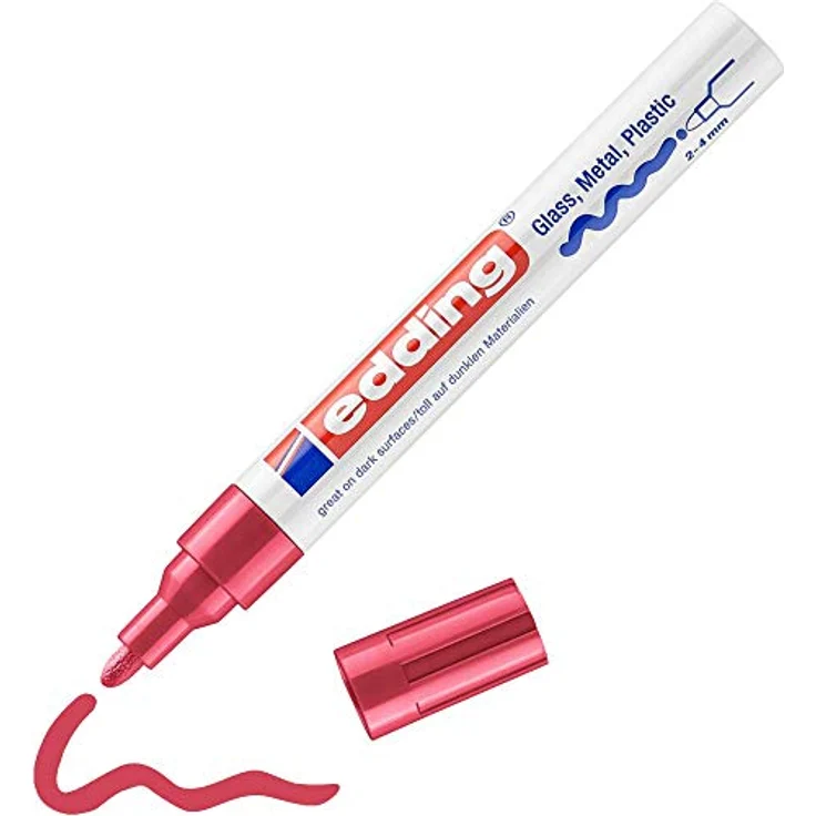 edding 750 Glanzlackmarker - rot - 1 Lackmarker - Rundspitze 2-4 mm - Lackstift für Glas, Stein, Holz, Kunststoff und Papier - wasserfest, stark deckend – Bild 1