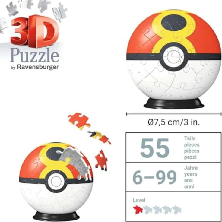 Ravensburger 3D Puzzle 11628, Puzzle-Ball Pokémon Wiederball - 54 Teile mit Easyclick Technology, für Fans ab 6 Jahren – Bild 5