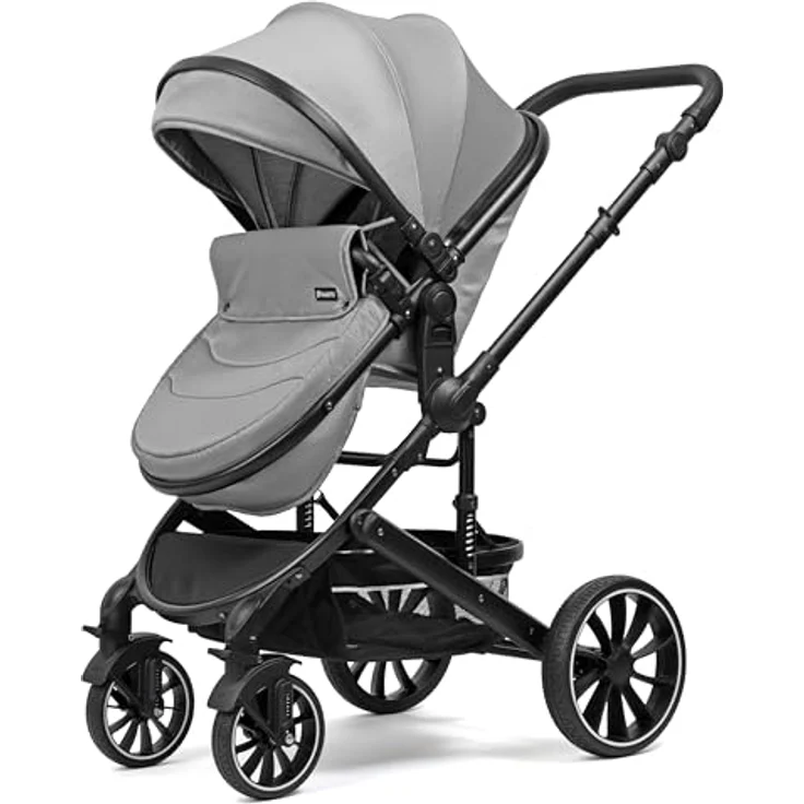 Pixini Kinderwagen Kalani 3in1 Kombikinderwagen, inkl. Babywanne & Buggy & Auto-Babyschale & Cupholder (glossy silver) – Bild 3