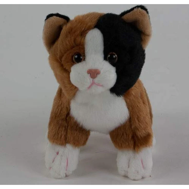 Teddys Rothenburg Kuscheltier Katze klein schwarz-weiß-braun 14 cm Glückskatze – Bild 4
