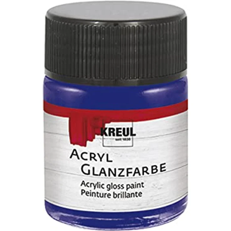 KREUL 79507 Acryl Glanzfarbe, 50 ml, dunkelblau, glänzend-glatte, schnelltrocknende und deckende Acrylfarbe auf Wasserbasis – Bild 1
