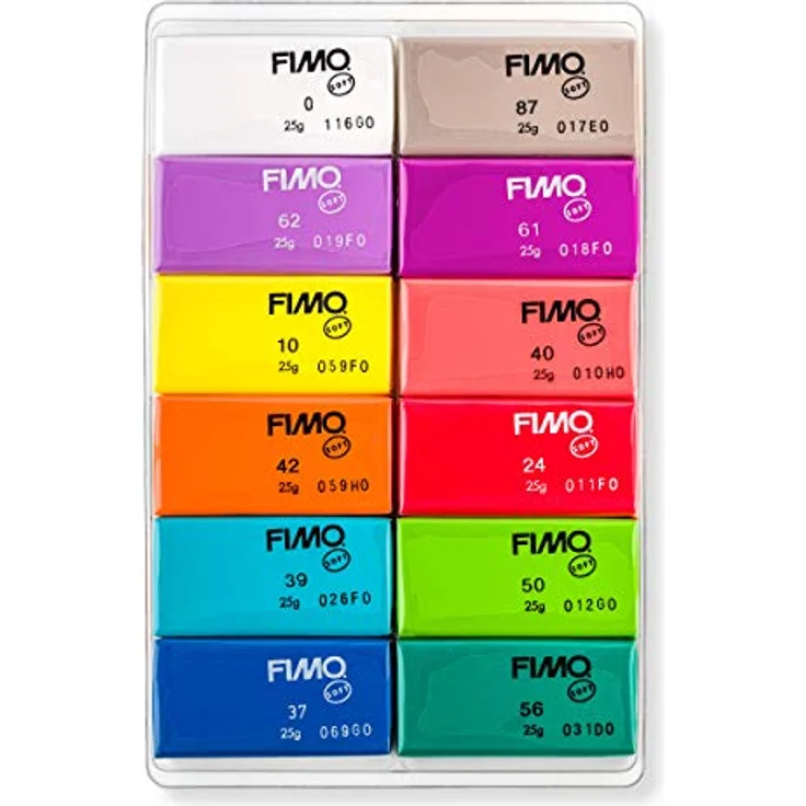 STAEDTLER ofenhärtende Modelliermasse FIMO soft brilliant colours, weich und geschmeidig, speziell für Einsteiger und Hobbykünstler, 12 Halbblöcke á 25g in sortierten Farben, 8023 C12-2 – Bild 2
