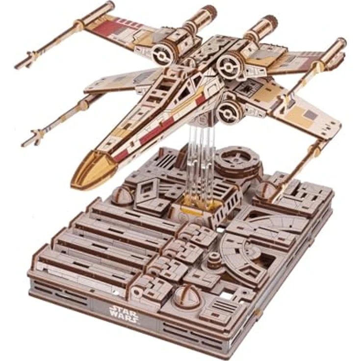 UGEARS Star Wars ™ X-Wing Starfighter von Luke Skywalker ™ – 3D Puzzle Holz Modellbausatz mit beweglichen S-Flügeln, kein Kleber erforderlich – Bild 1