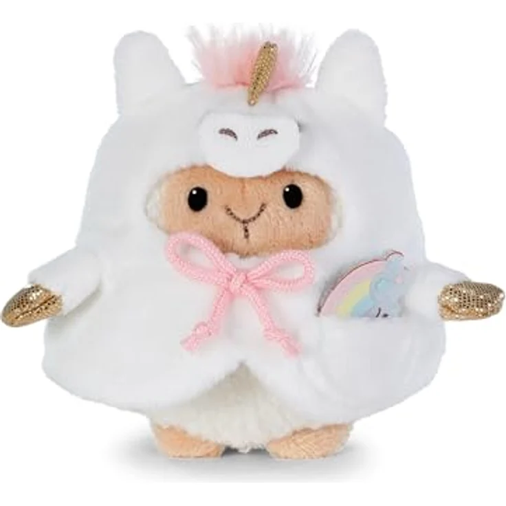 NICI Kuscheltier Schaf Wools 8cm mit Einhornkostüm und Regenbogen, mymochi Plüschtier in Geschenkbox, weiß – Kawaii Stofftier zum Kuscheln und Spielen – 62582 – Bild 4