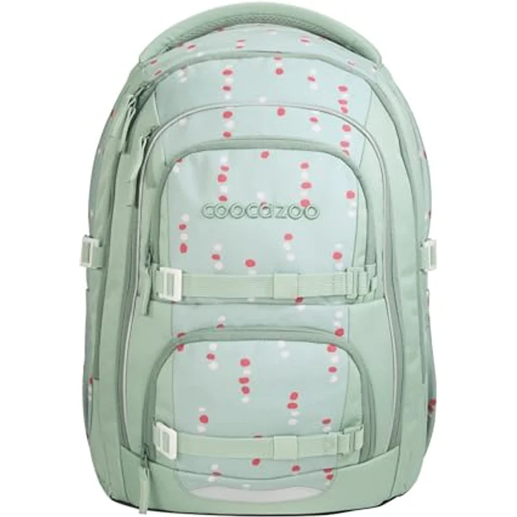 Coocazoo Porter Schulrucksack „Dancing Dots”, Mint, ergonomisch höhenverstellbar mit Brust- und Hüftgurt, ab der 3. Klasse, 5 Fächer, nachhaltig aus recycelten PET-Flaschen – Bild 1