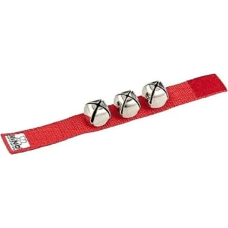 Nino Nino961R Wrist Bells, Rhythmusinstrument mit nylonband und 3 Stahlschellen, rot