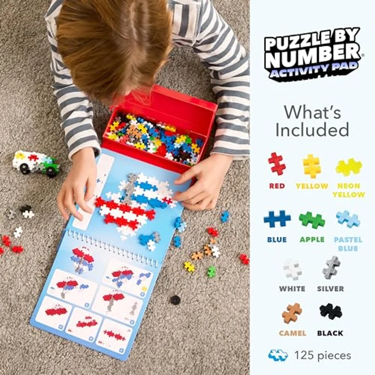 PLUS-PLUS Kreativset Bausteine Puzzle by Number Transport, 125 Teile für 2D-Puzzle und 3D-Figuren, multicolor – Bild 2