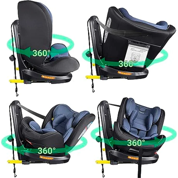 XOMAX Autokindersitz Selena, mit 360° Drehfunktion, Isofix, 5-Punkt-Gurt, 4 Farben verfügbar – Bild 3