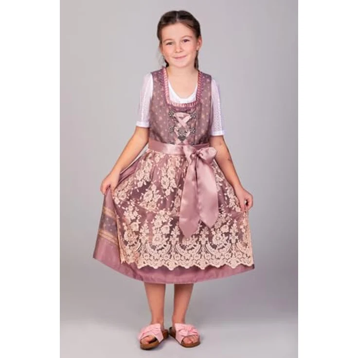 Edelnice Dirndl Madeleine, Trachtenkleid mit handgefertigtem Charivari, gold-rosé - Preisvergleich – Bild 4