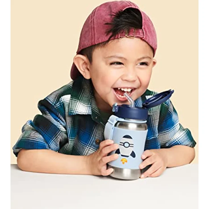 Skip Hop Spark Style Rocket Wasserflasche, Edelstahl mit Strohhalm für Kinder, 12 m+, praktische Größe, ideal für unterwegs – Bild 4