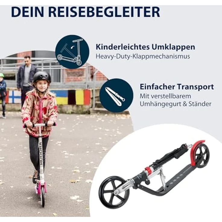 HUDORA BigWheel® 205, Stars "Exklusiv Edition", stabiler Aluminium-Scooter, höhenverstellbar und zusammenklappbar, für Kinder und Erwachsene bis 100 kg – Bild 5