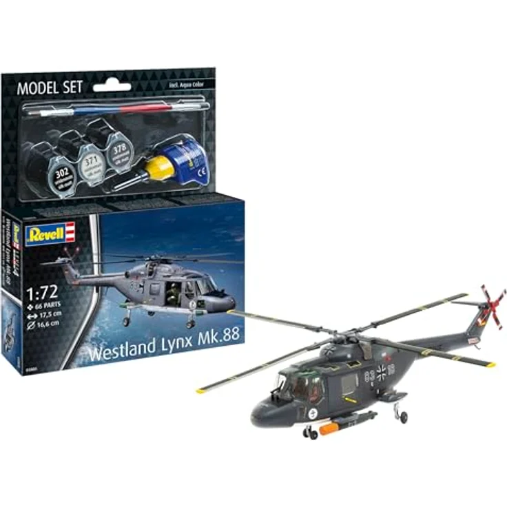 Revell Model Set Westland Lynx, Multitalent Hubschrauber mit drehbarem Rotor und detaillierten Abziehbildern für deutsche Version – Bild 1