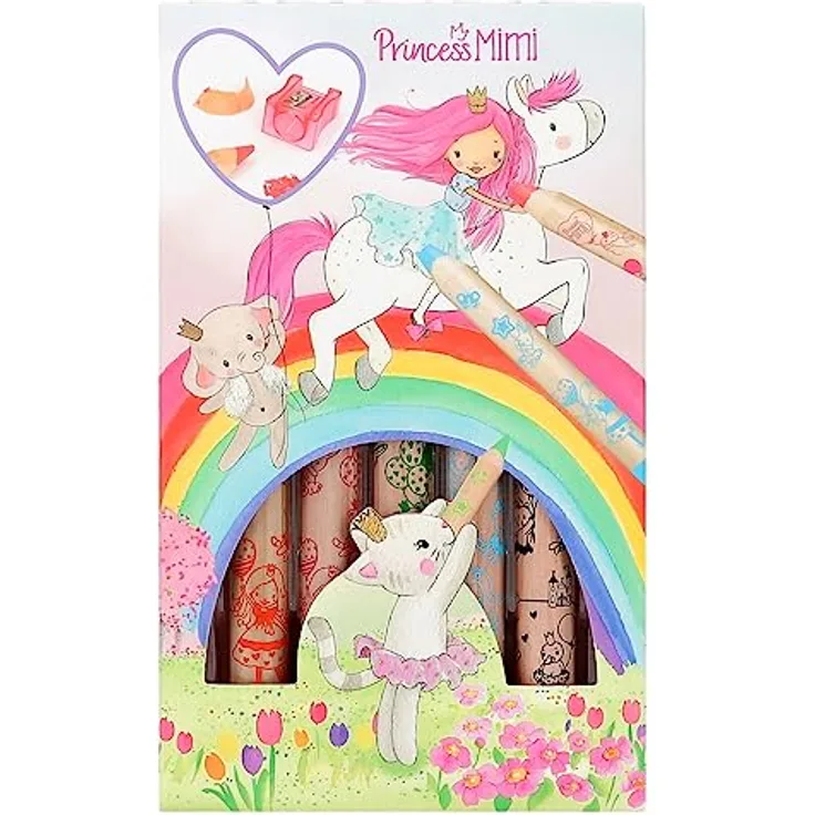 Depesche 12181 Princess Mimi - Buntstifte, 5 dicke Farbstifte inkl. Anspitzer