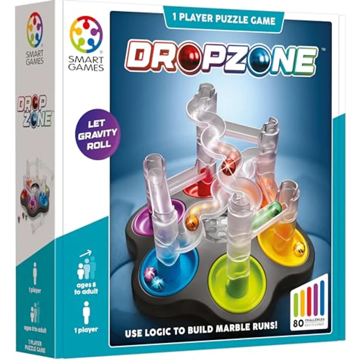 Smart Games Dropzone, Brettspiel zur Konstruktion von Kugelbahnen für kreatives Denken und räumliche Vorstellungskraft – Bild 2