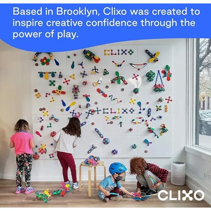 Clixo Kreativset Crew, 30-teiliges Bastelset mit flexiblen, magnetischen Formen, pink & gelb – Bild 7