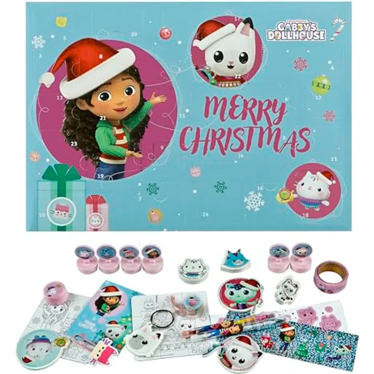 Undercover GACY8027 - GABBY'S DOLLHOUSE - Adventskalender für Kinder, mehrfarbig - Mit 24 Schreibwaren Überraschungen und kleinen Spielzeugen - Preisvergleich