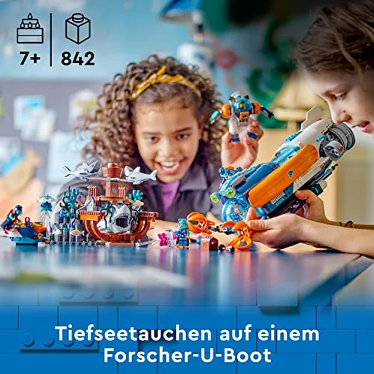 LEGO 60379 City Forscher-U-Boot Spielzeug, Unterwasser-Set mit Drohne, Mech, Minifiguren von Tauchern und Tierfiguren, Geschenk zum Geburtstag für Kinder, Jungen und Mädchen – Bild 2