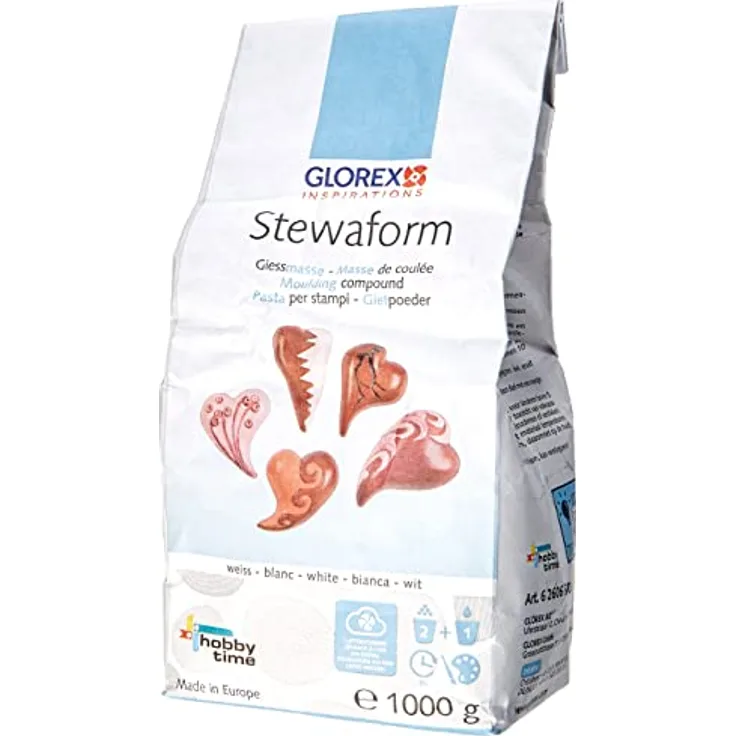 GLOREX 6 2606 500 - Stewaform Gießmasse, weiß, 1000 g, universell einsetzbar, lufttrocknend, bemalbar