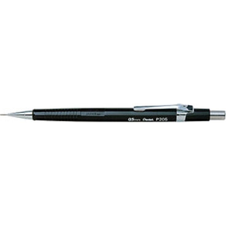 Pentel Sharp 200 P205 Druckbleistift schwarz, HB 0,5 mm, mit integriertem Radiergummi und hohem Schreibkomfort