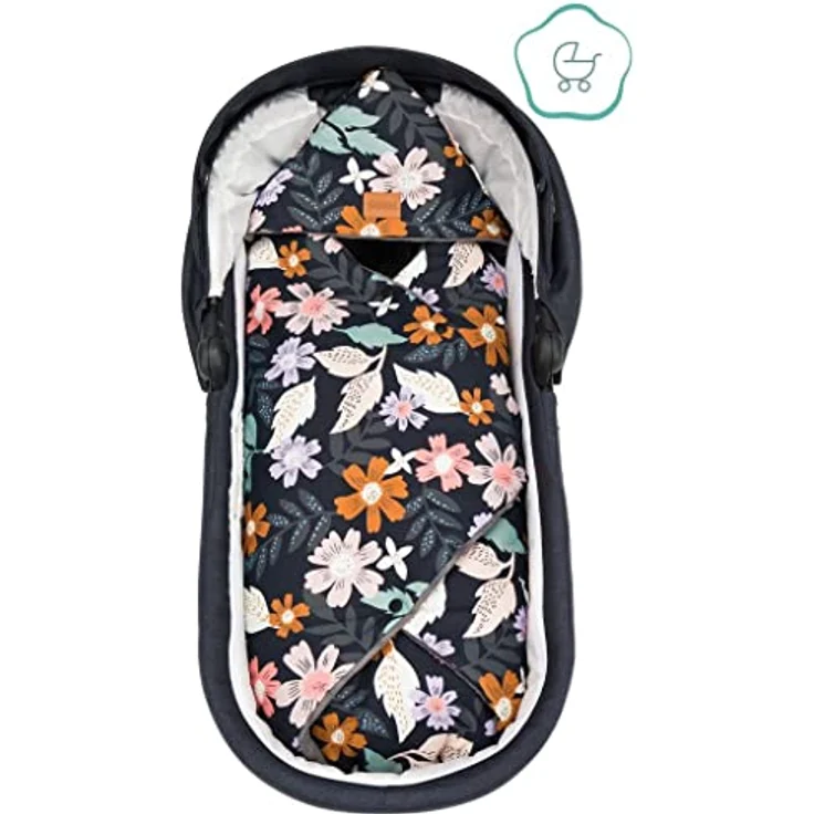 Fillikid Fleece-Fußsack Tanaga, kuscheliger Fußsack für Babyschale und Babywanne, wasserabweisend, Blumenmuster – Bild 9