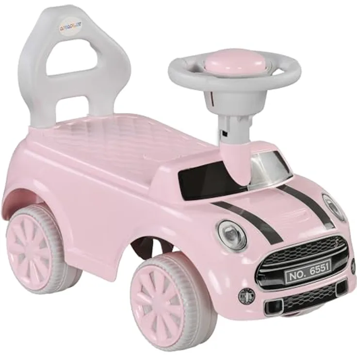 AIYAPLAY Kinder Rutschauto, Kinderfahrzeug mit Kippschutz, drehbarem Lenkrad und Hupe, rosa, 53 x 25 x 35 cm