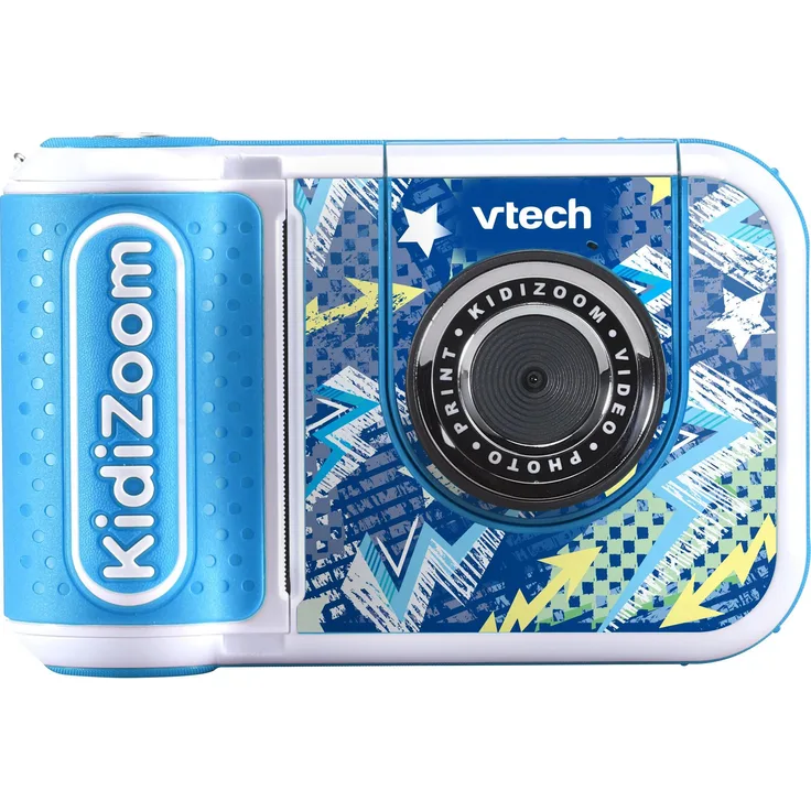 VTech KidiZoom Print Cam Scrapbook Bundle, Kinderkamera mit 5 MP, blau, inklusive Scrapbook, bunten Stickern und Thermopapier