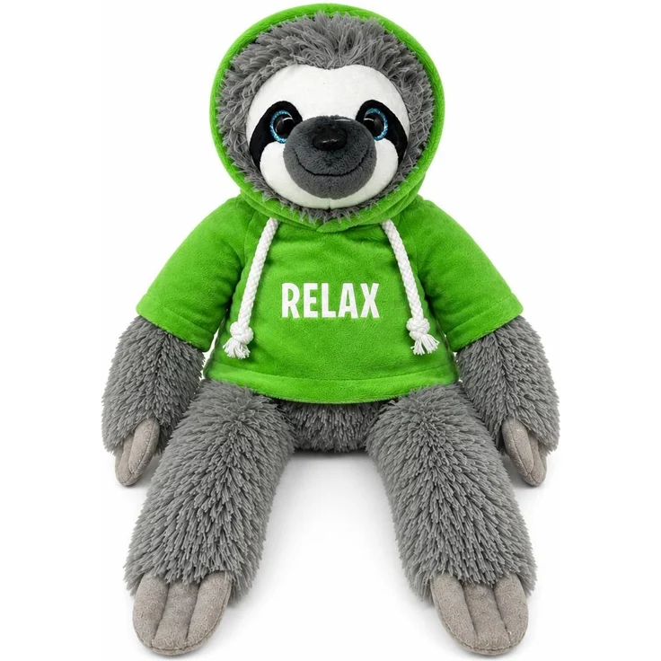 SOMA Faultier Kuscheltier 40 cm, grünes Plüsch Faultier mit Relax Hoodie, weiches Kawaii Plushie für Kinder