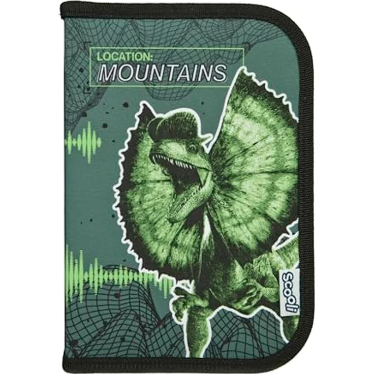 Scooli Jurassic World Gefülltes Schüleretui, Komplettes Etui mit 14 Buntstiften, 2 Bleistiften, Radierer und mehr - Praktisch für Jungen ab 6 Jahren – Bild 1