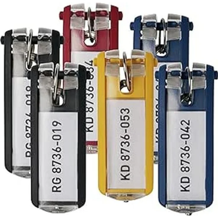 DURABLE Schlüsselanhänger KEY CLIP, 6er Set mit Beschriftungsschild, farbig sortiert (blau, gelb, rot, schwarz) – Bild 1