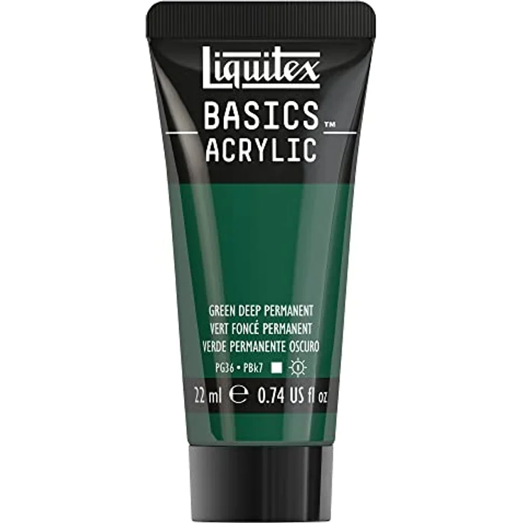 Liquitex Basics Acrylfarbe - Dunkelgrün Permanent - 22 ml Tube, lichtecht, mittlere Viskosität, seidenglänzend, monopigmentiert, Archivqualität – Bild 1