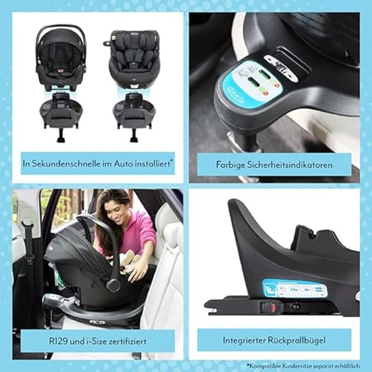 Graco Isofix-Basisstation SnugTurn i-Size R129 Base für SnugLite und SnugGo i-Size R129 - Black, drehbarer Mechanismus, ISOFIX-Konnektoren, R129 Zulassung – Bild 3