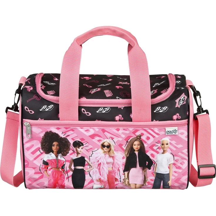 Scooli Sporttasche Barbie, Kindersporttasche mit geräumigem Hauptfach und abnehmbarem Schultergurt, pink