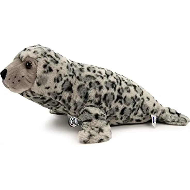 Kuscheltiere.biz Seehund Kuscheltier Robbe gefleckt Seeleopard Plüschtier Norwin - Extra kuschlig und detailreiches Design - Braun