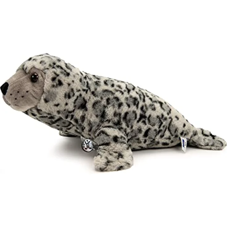Kuscheltiere.biz Seehund Kuscheltier Robbe gefleckt Seeleopard Plüschtier Norwin - Extra kuschlig und detailreiches Design - Braun – Bild 1