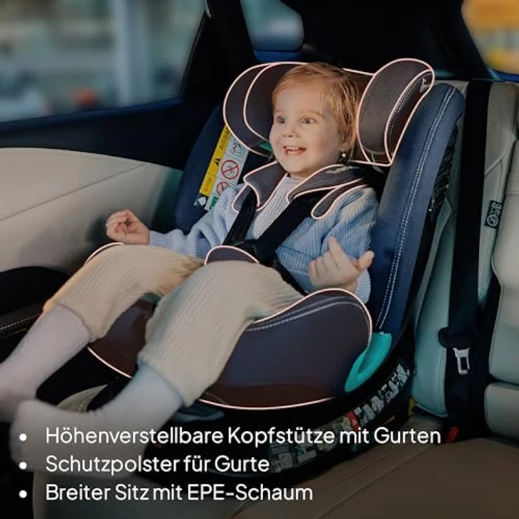 lionelo Autokindersitz BASTIAAN ONE i-SIZE, 4-in-1/i-Size/Dri-Seat/360 Grad/0-36kg, schwarz – Bild 9