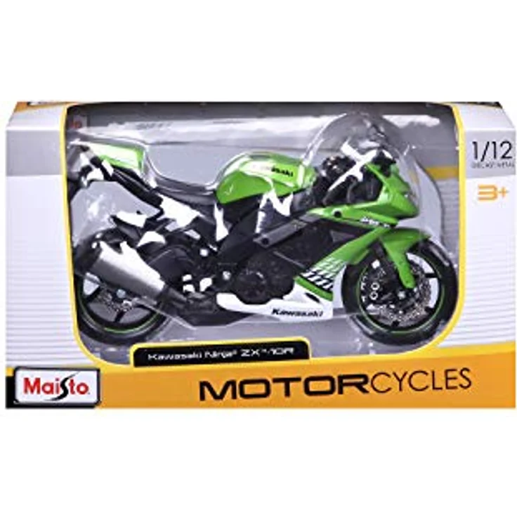 Bauer Spielwaren 2049757 Maisto Kawasaki Ninja ZX-10R: Originalgetreues Motorradmodel, Maßstab 1:12, mit Federung und ausklappbarem Seitenständer, grün (531187), Mittel – Bild 5