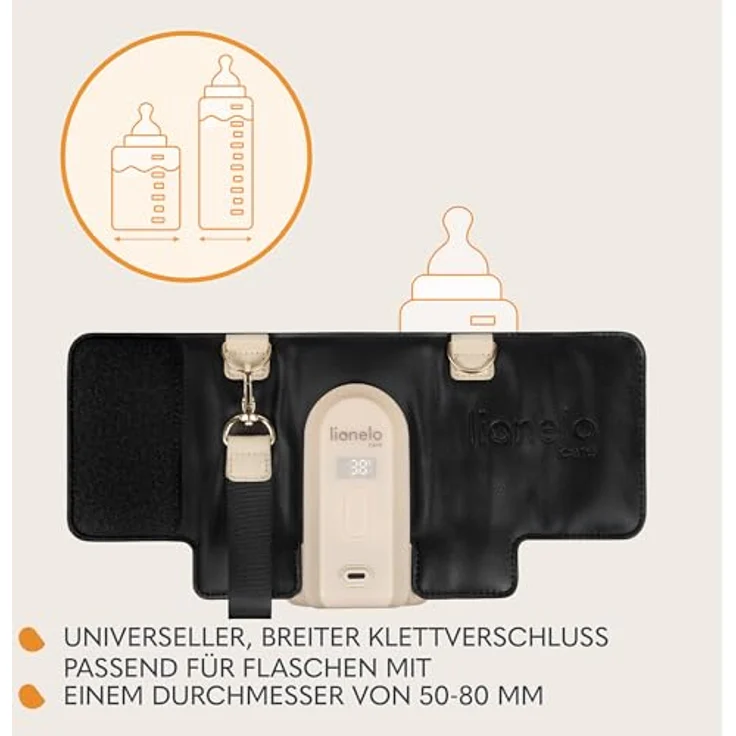 Lionelo Thermup Go Evo Tragbarer Babyflaschenwärmer, USB-C Aufladung, LCD Display, hält Flüssigkeiten warm, 5 Betriebstemperaturen 38-50°C – Bild 4