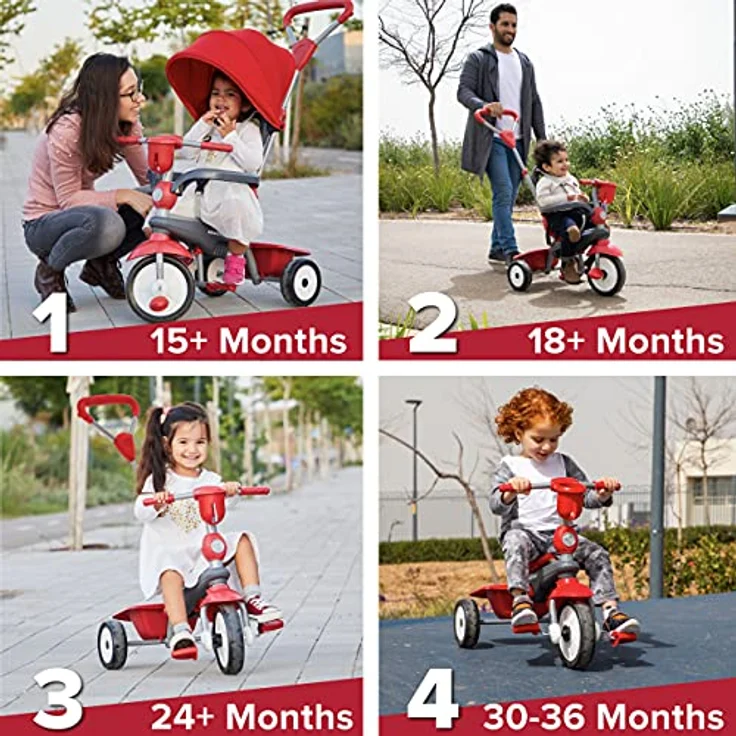 smarTrike Breeze Plus Dreirad für Kleinkinder im Alter von 1-3 Jahren – Variables( mehrstufiges) 4-in-1-Dreirad (Rot) – Bild 2