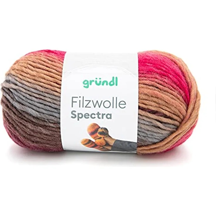 Gründl Filzwolle Spectra, (OEKO-TEX zertifiziert, 100 % Schurwolle zum Filzen, 100 g / 100 m, 1 Knäuel á 100 g), cabernet multicolor