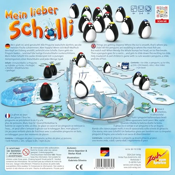 Zoch Mein Lieber Scholli - Kinderspiel ab 6 Jahre - rutschiger Pinguin-Spaß auf der Eisrutschbahn für Kinder, 2-4 Spieler, ca. 30 Min. Spiel-Dauer – Bild 2