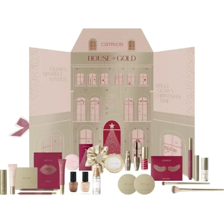 Catrice House of Gold Adventskalender, 24-teiliges Kosmetikset für Damen mit Lippenbalsamen, Lidschatten und mehr